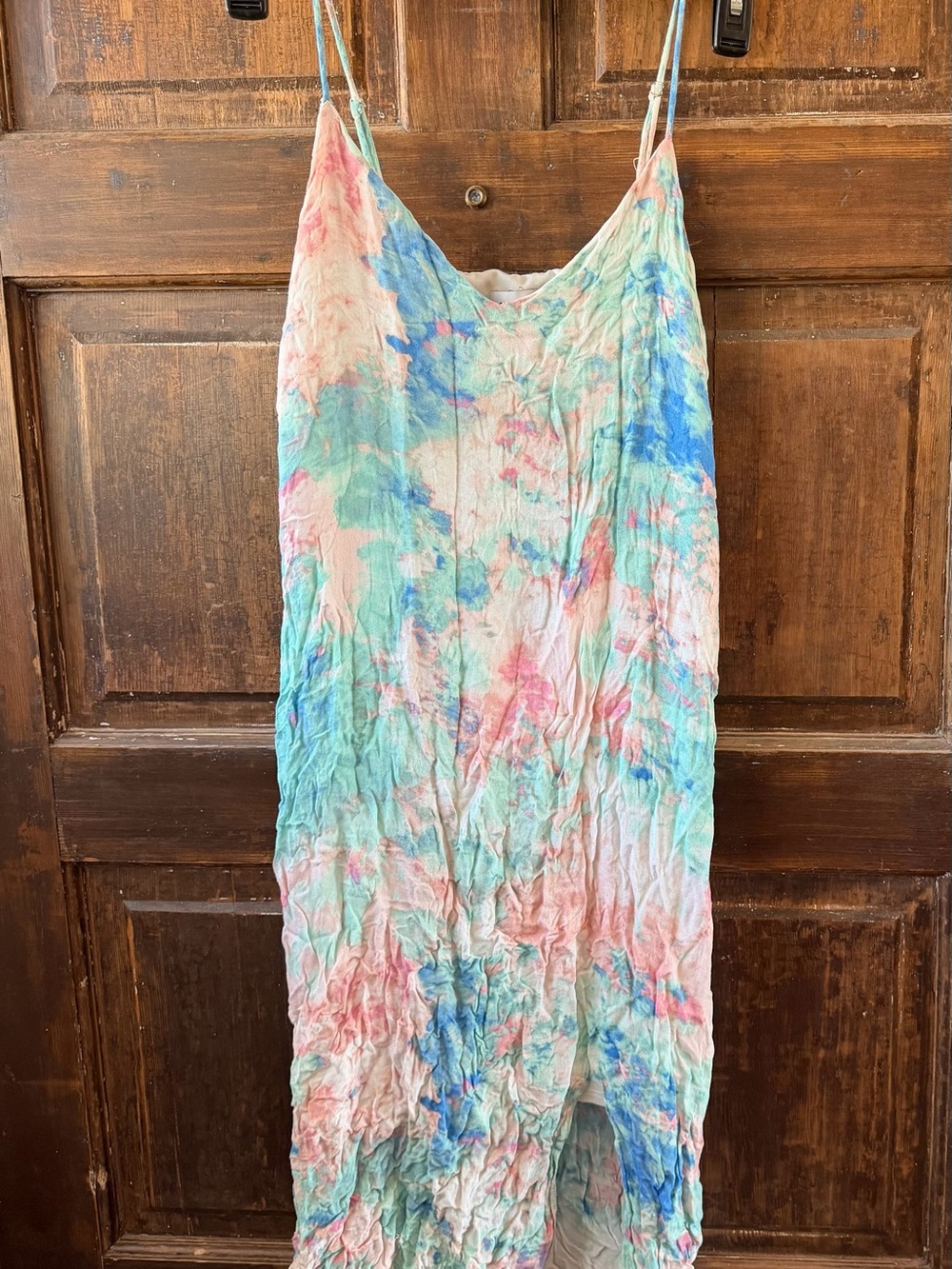Gilli Pastel Tie-Dye Slip Maxi Dress in Blue, Pink & Mint